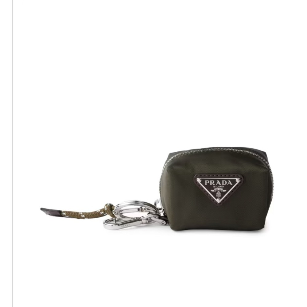 Prada 2TL547 Olive Green Nylon Pouch Keychain Carabiner Clip